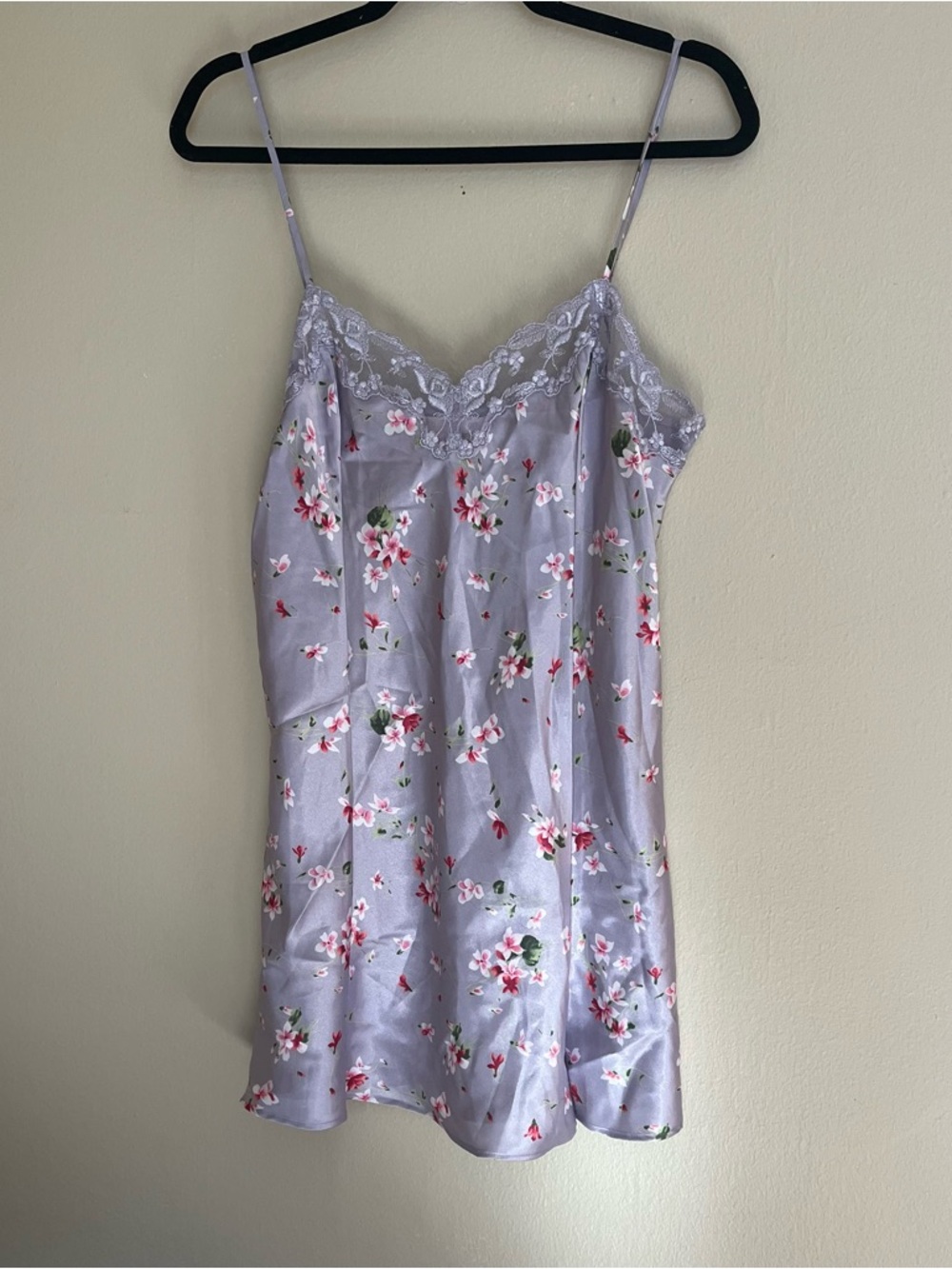 1999 Victoria’s Secret Silver Floral Satin Slip Dress Lavender M